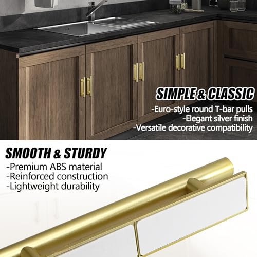 10 PCS Self-Stick Push Pull Helper ABS Plastic Handle, Wardrobe Handles Gold