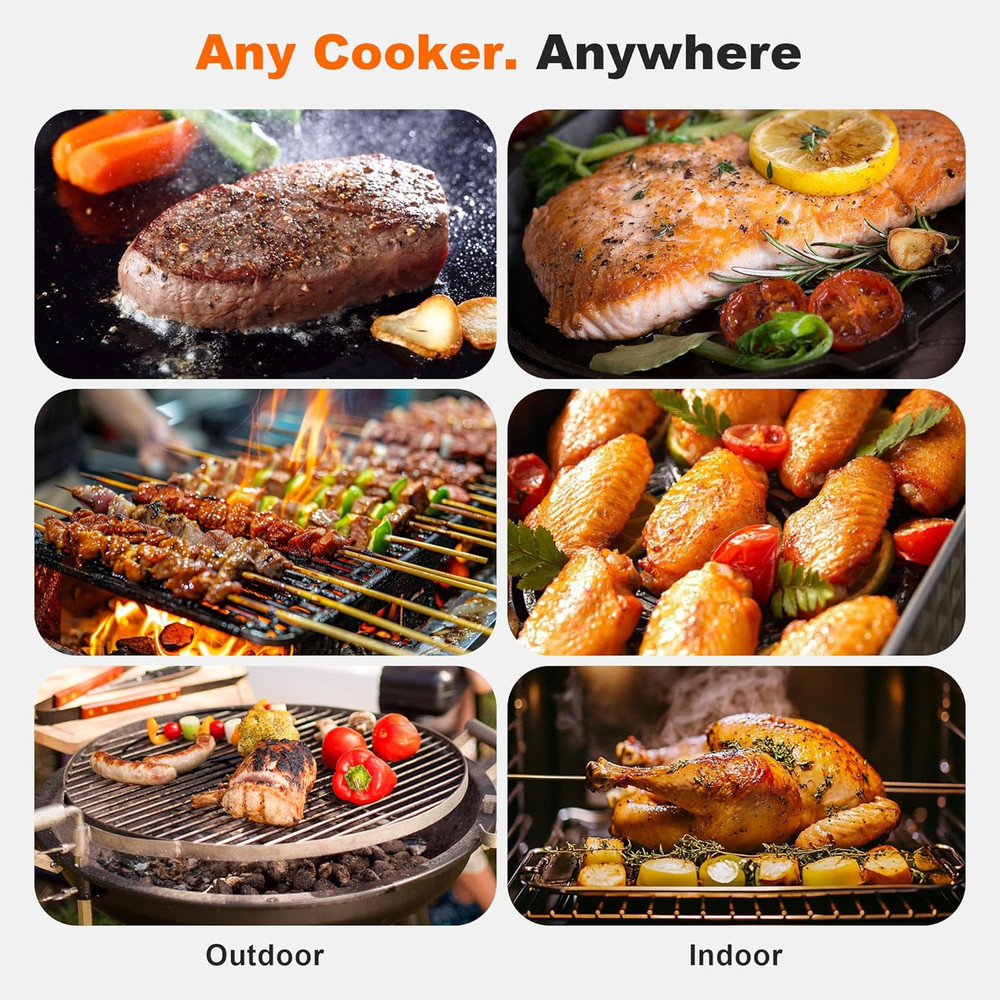 Dual Probes Meat Thermometer, Smart Digital Magnetic Standalone Base, Bluetooth