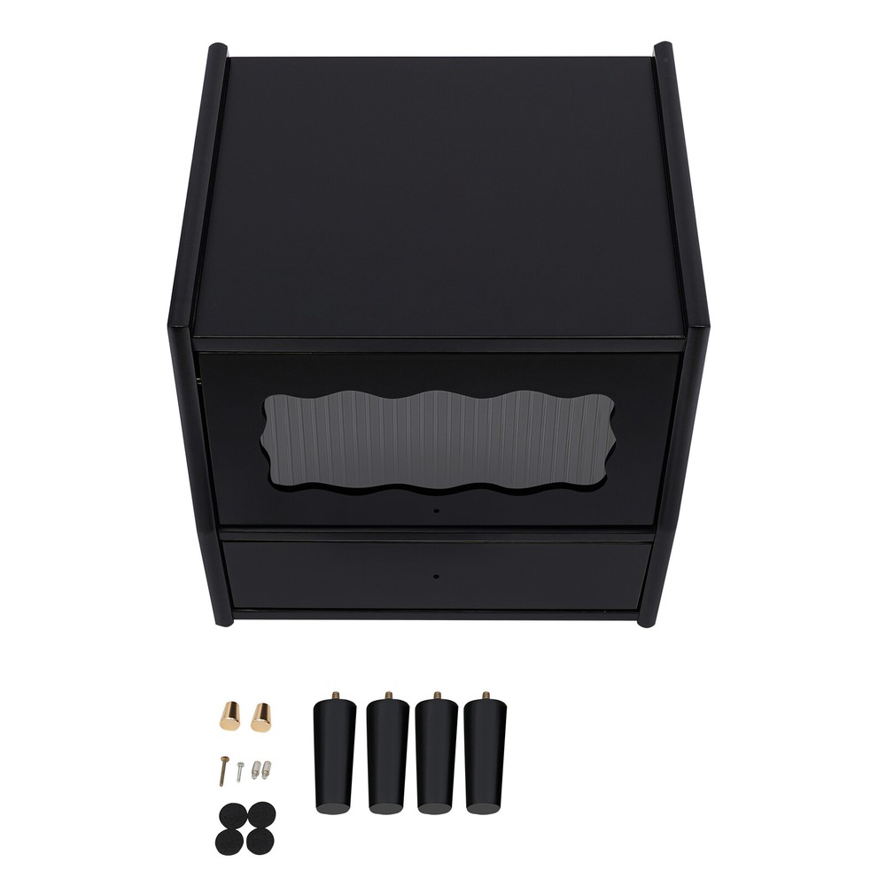 Modern Minimalist Rechargeable Multi-Functional Solid Wood Bedside Nightstands