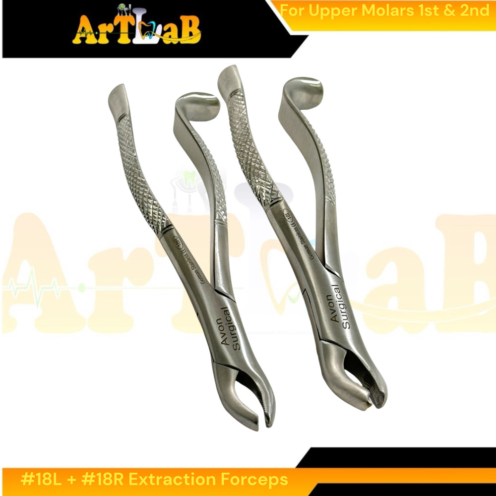 2PK - Upper Molar 1st & 2nd Extraction Forceps, Left & Right #18L + #18R