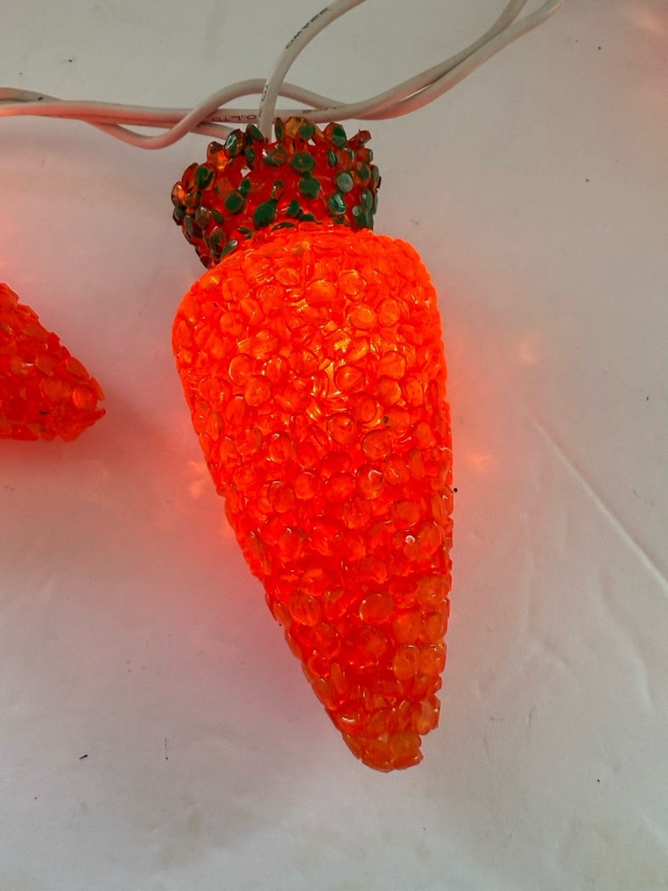 Vintage Easter Carrot String Of 10 Lights Melted Popcorn