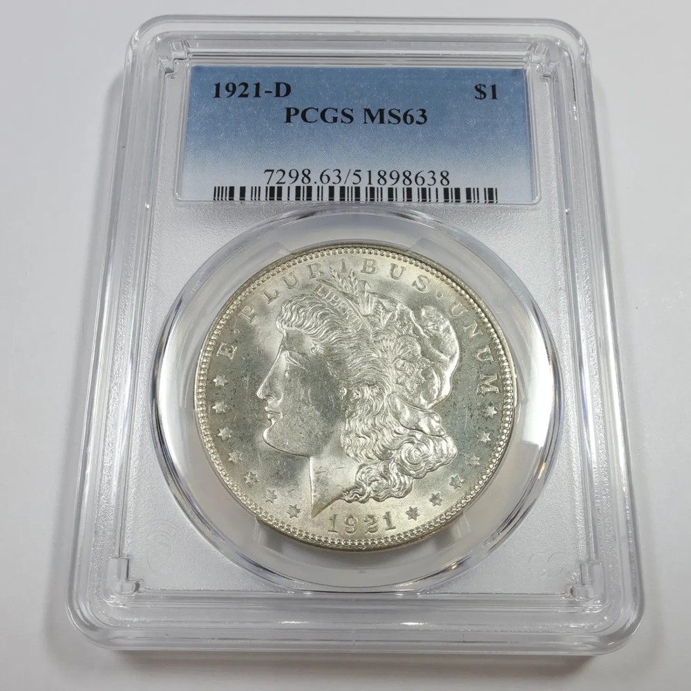 1921 D Morgan Silver Dollar PCGS MS-63
