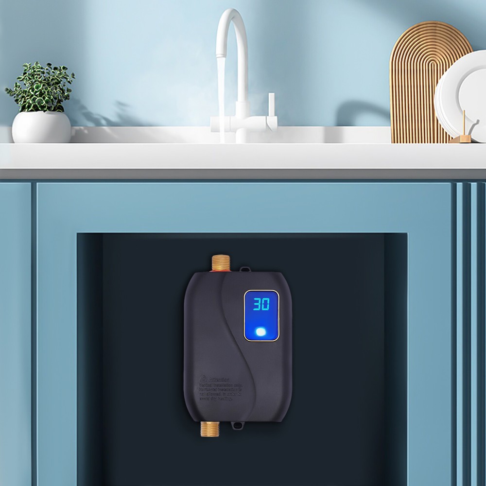 3000W Instant Mini Water Heater, IPX4 Waterproof, 68-122°F, Overheat Protection