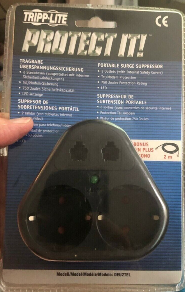 TRIPP LITE DEU2TEL European Portable Surge Protector