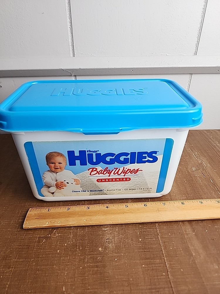 Vintage 90s Huggies Baby Wipes EMPTY Plastic Container