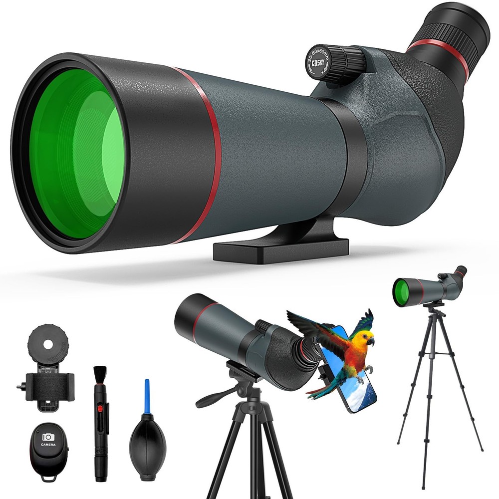 Gosky 20-60x65 Spotting Scope w/ Tripod, Phone Adapter, Controller