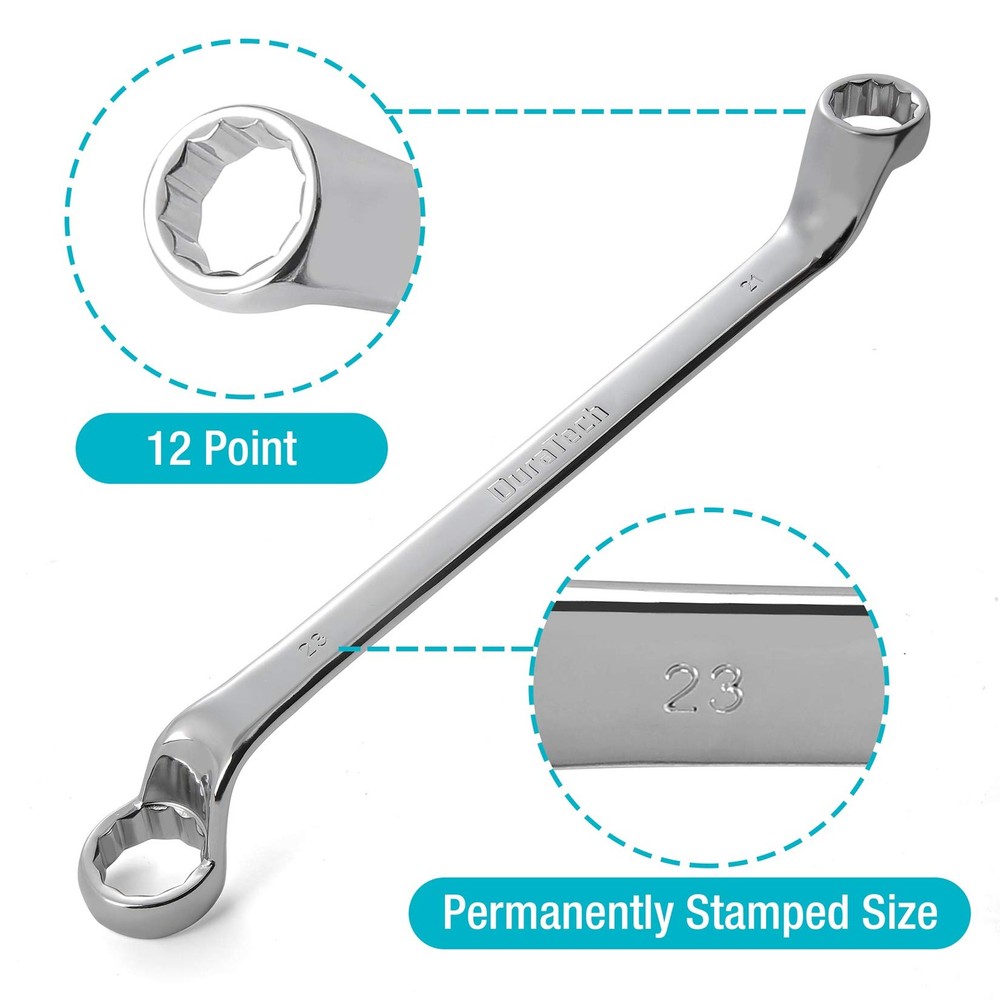 DURATECH Offset Box Wrench Set, 75-Degree Metric, Chrome-plated