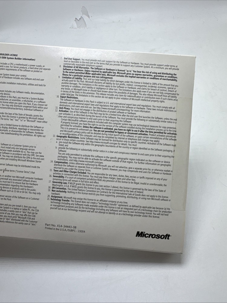 Microsoft Windows Home Server OEM System Builder Pack Made USA X10-63162 Sealed