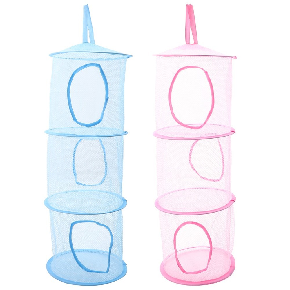 2 Pcs Hanging Mesh Organizer Multi Layer Foldable Drying Net For Plush Toys