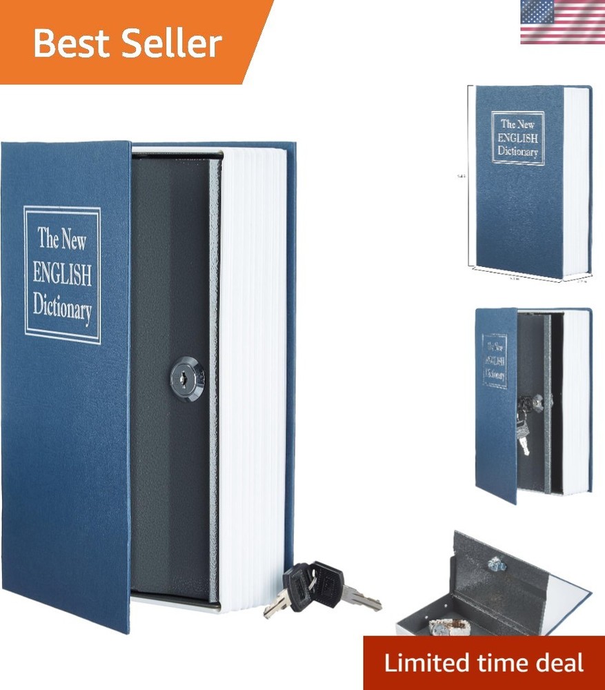 Portable Blue Book Safe with Key Lock