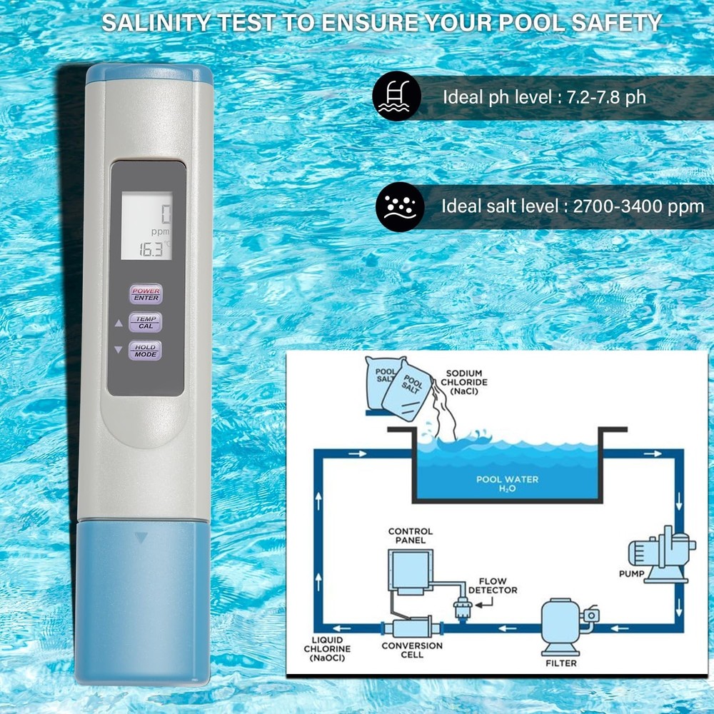 SALT-3050 Waterproof IP65 Meter/Digital Salinity PPM Temperature Tester