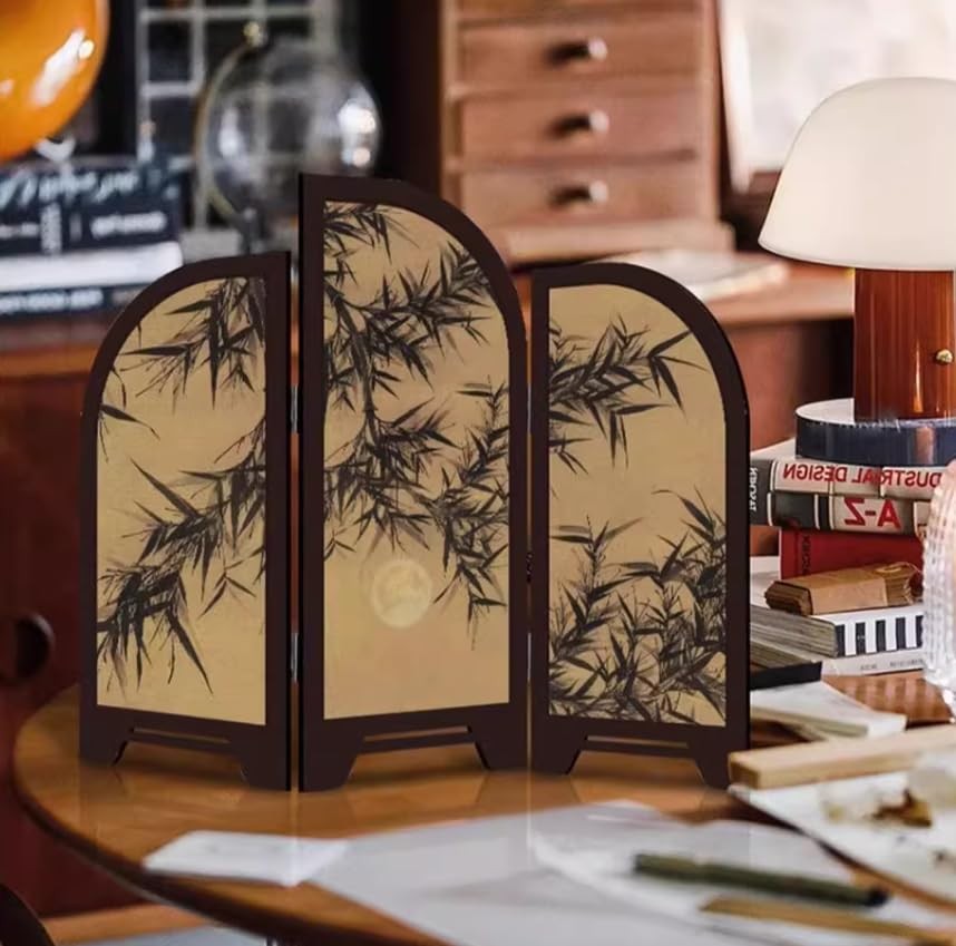 Table Screen,3 Panel Divider Desk Screen,Small Chinese Traditional Decoration...