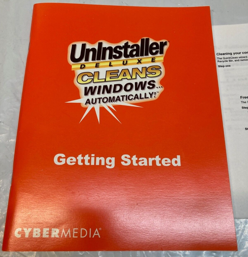 CYBER MEDIA Uninstaller Deluxe Cleans Windows Automatically, 62 Pg. Book, CD-ROM