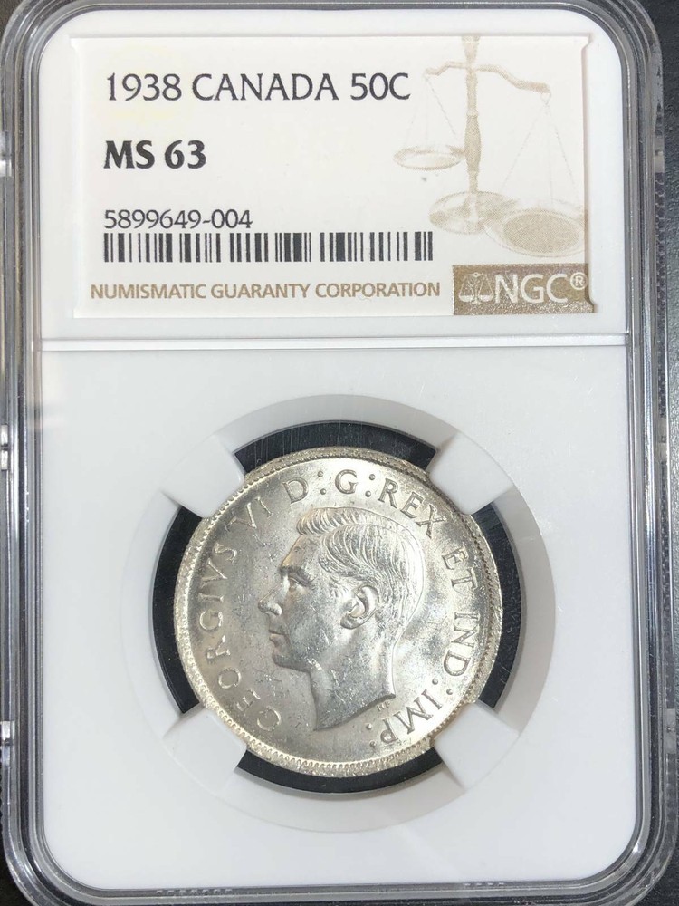 1938 Canada Half Dollar NGC MS63