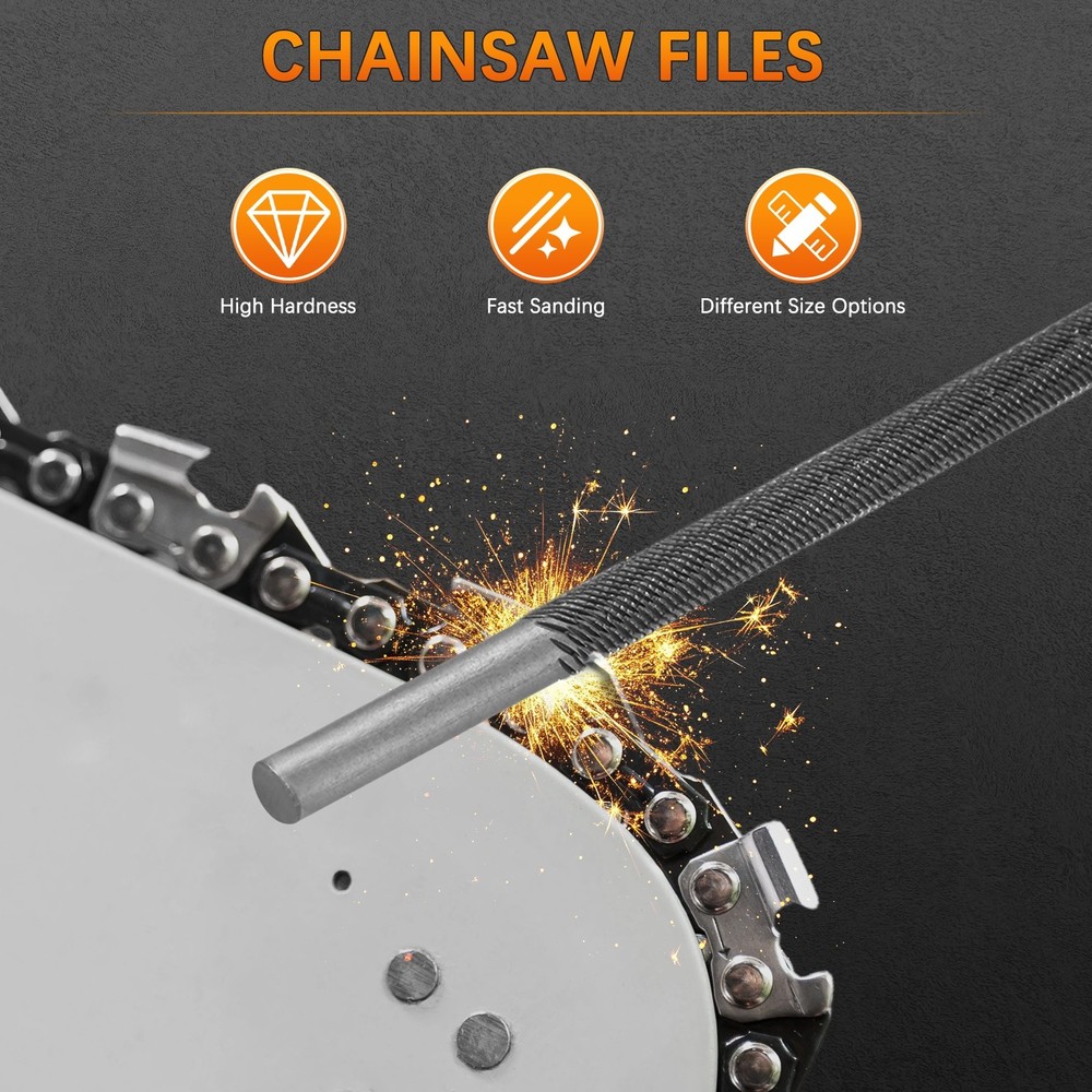 Chain Saw Sharpening File with Handle[3pcs][White,Red Yellow- 1/8"]