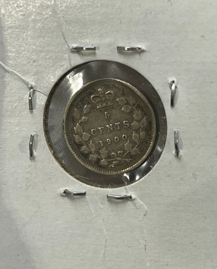 1900 Canada 5 Cents Silver Coin