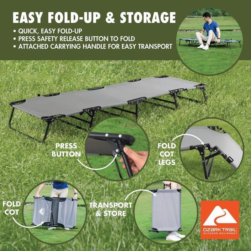 Camping Folding Cot Easy Setup Portable Low Profile Comfortable Sleep Tent Gear