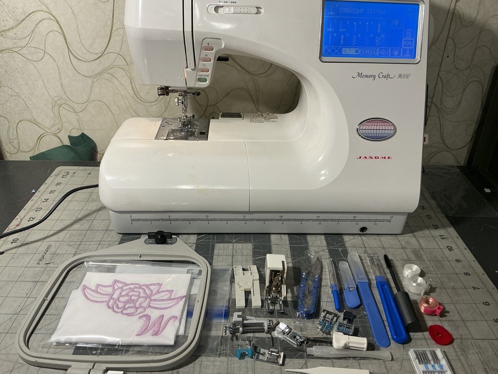 Janome Memory Craft 9000 Computerized Sewing and embroidery machine.