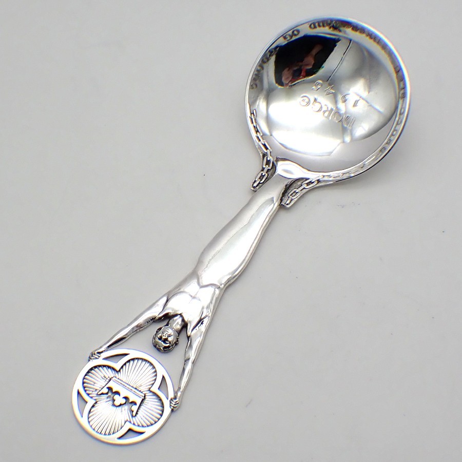Norge 1945 Figural Serving Spoon 830 Silver TH Marthinsen
