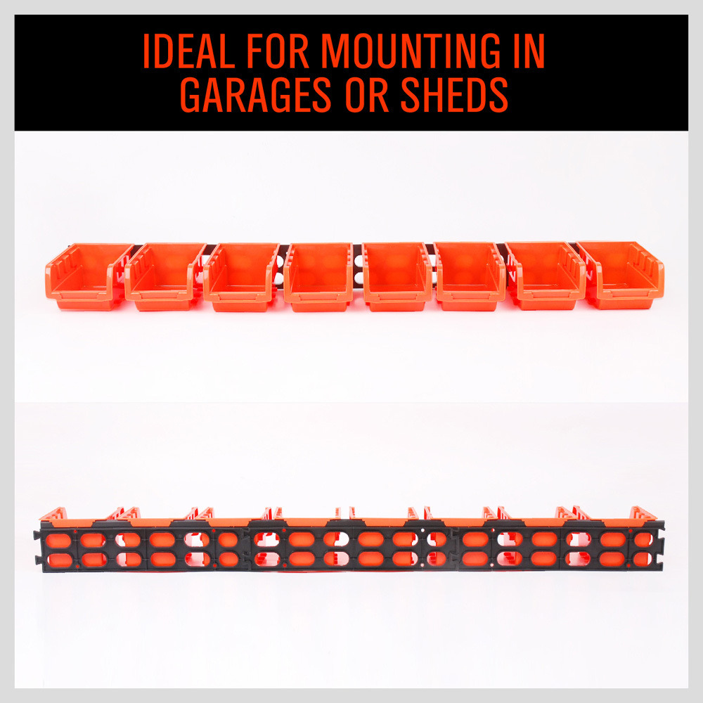 8 Bin Wall Mounted Parts Rack Stackable Bins Home Organize Tool Boxes Storage