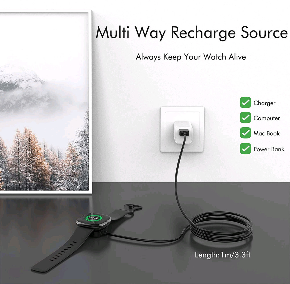 2Pack Wireless Charger For Fitbit Sense 2 Versa 4 3 Watch USB Fast Charging Dock