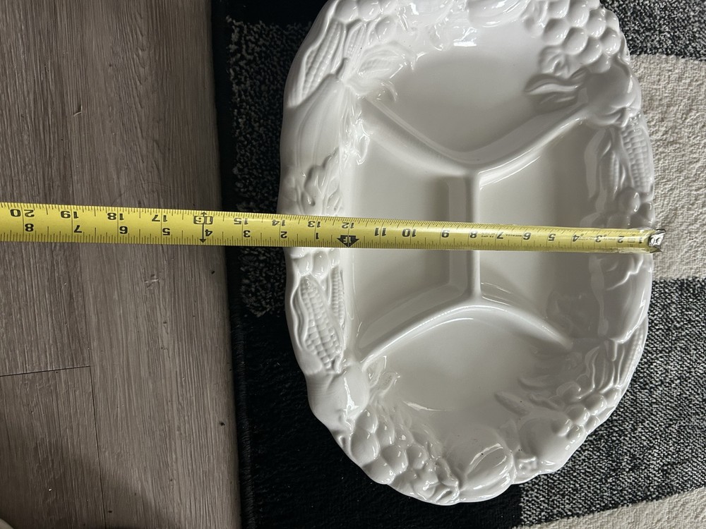 OBLONG ceramic VEGETABLE DIVIDED SERVING PLATTER