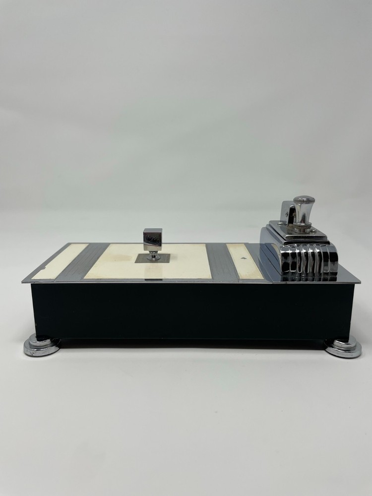 ART DECO RONSON TOUCH TIP LIGHTER AND CIGARETTE BOX