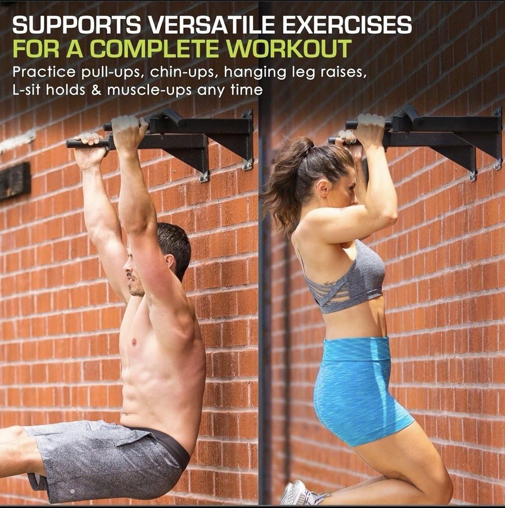 ProsourceFit Wall-Mounted Pull-Up / Chin-Up Bar, Heavy Duty 300 lb. Capacity,