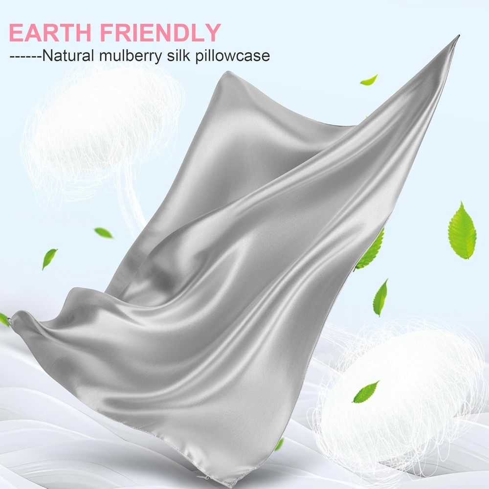 Silk pillowcase set with hidden zipper, silk satin pillowcase