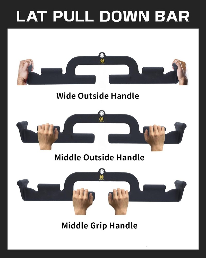 LAT Pull Down Bar with 6 Ergonomic Handles, LAT Pulldown Attachments for Home...
