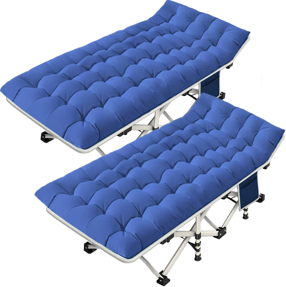2 Pack Camping Cot with Mattress Comfortable Cot Bed Folding Cot Heavy Duty Cots