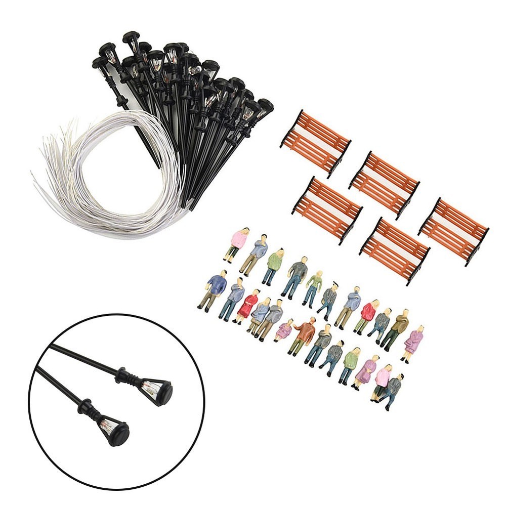 49 Pack Painted People Figures Lamp Post Lamp Post Painted Model People Figures