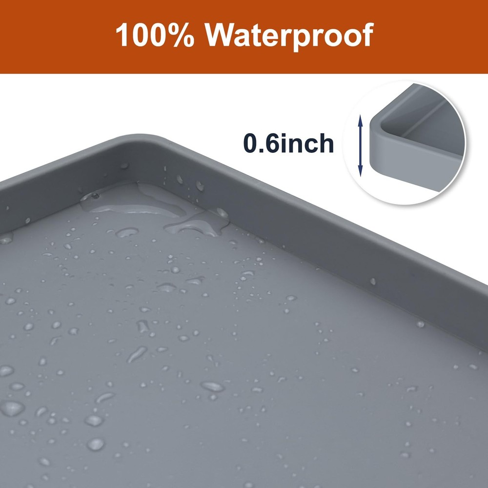 34" x 22" Extra Thick Waterproof Silicone Mat with Raised Edge, Under Sink Mat