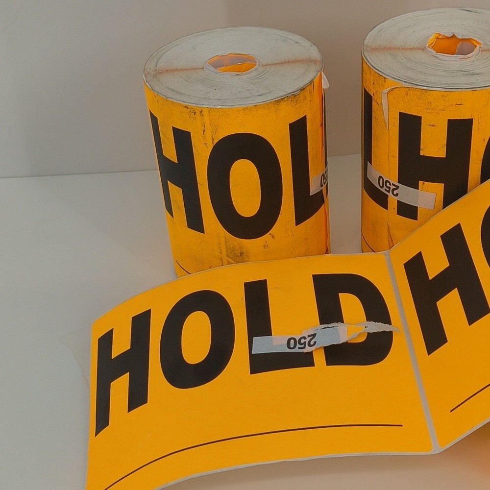 Florescent Rolls Of "HOLD ____" Labels - 3 Rolls - 250 Per Roll