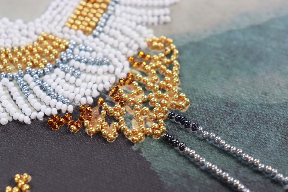 Bead Embroidery Kit DIY "Stork" Beaded Needlepoint Craft Set