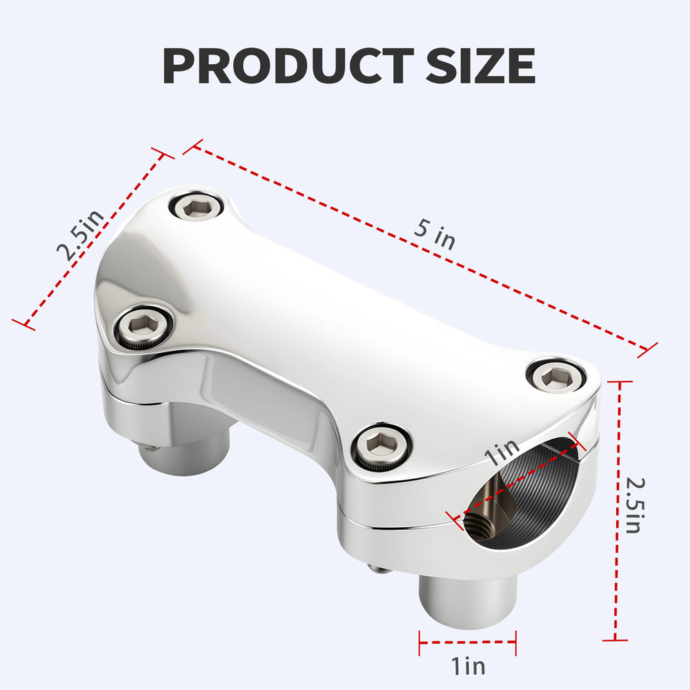 2" Tall 1" Mount Chrome Hefty Handlebar Risers/Top Clamp Kits For Harley Models