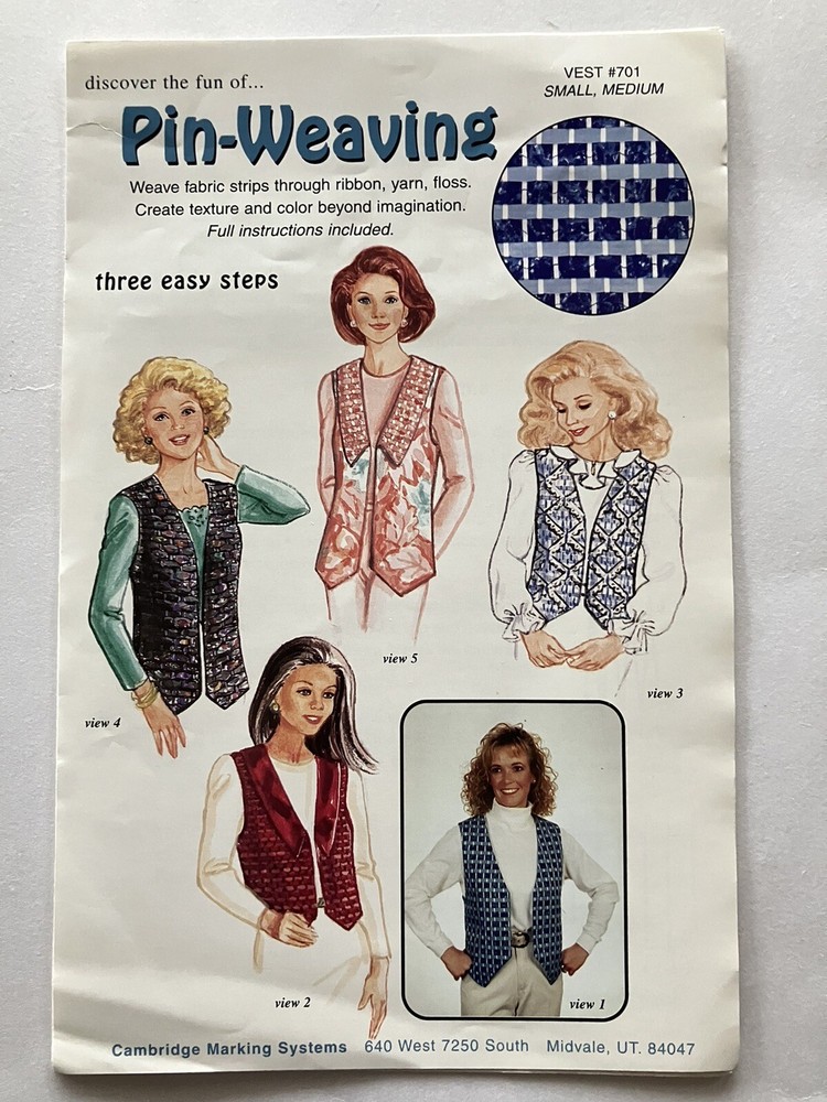 Womens Vest Sewing Pattern Lot Crazy Quilt Patchwork Applique Simplicity Boho