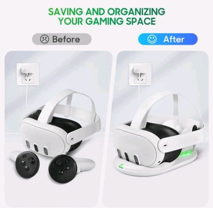 45W Quick Charge Dock for Meta Quest 3 - Wireless Charging & LED Indicator