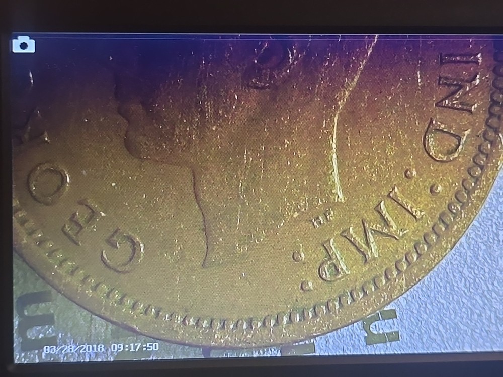 1939 Canada 1 Cent Flawed Planchet Large Chip Stamped Into small Cent.