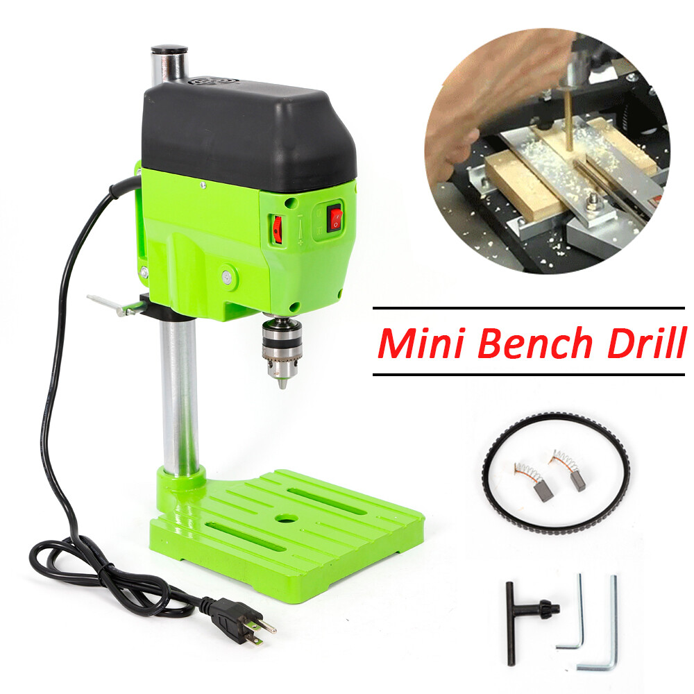 480W Electric Drill Press Stand Small Power Drilling Tool Mini Work Bench Green