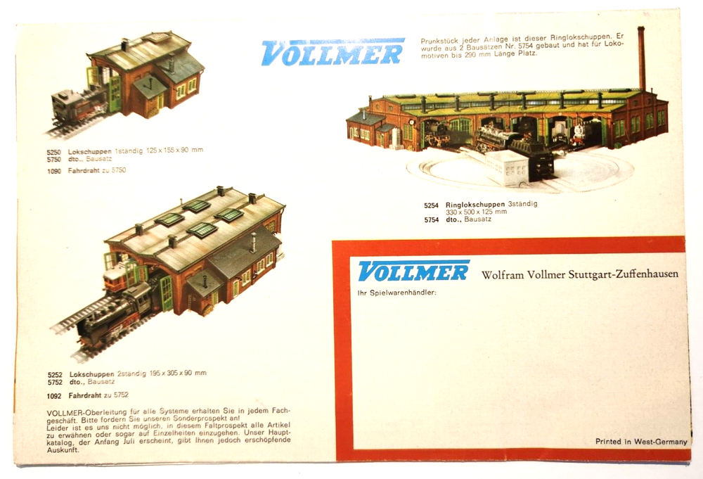 VOLLMER 1966/67 Fold Out Train Model Catalog