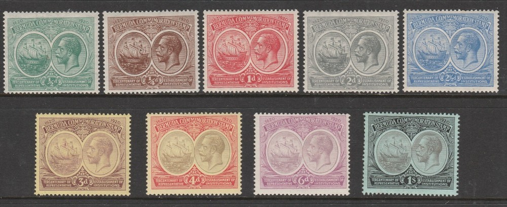 Bermuda 1920-21 Tercentenary complete set SG 59-67 Mint.