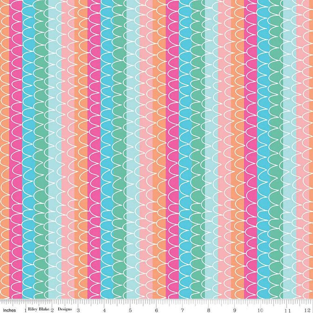 Handmade Valance or Curtain Panel Mer-Mazing Scale Stripes Multi