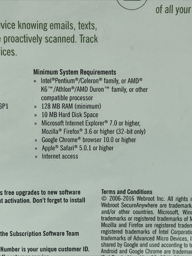 Webroot Secure Anywhere Internet Security 3 Device Software CD , New Sealed