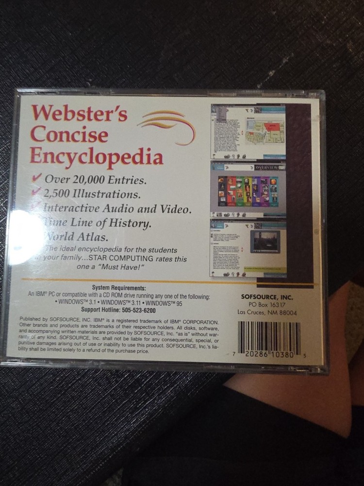 Webster's Concise Encyclopedia PC CD-ROM 1996 Windows 95/3.1 VTG Software