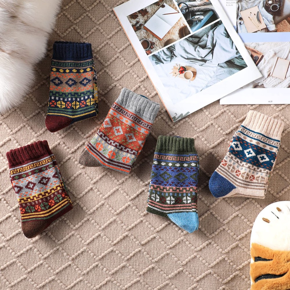 Nimalpal 5 Pairs Wool Socks - Boot 6-10, 5 Multicolor