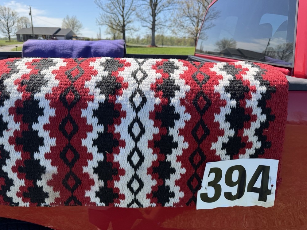 Red Black White Wool Western Saddle Blanket Straight Design