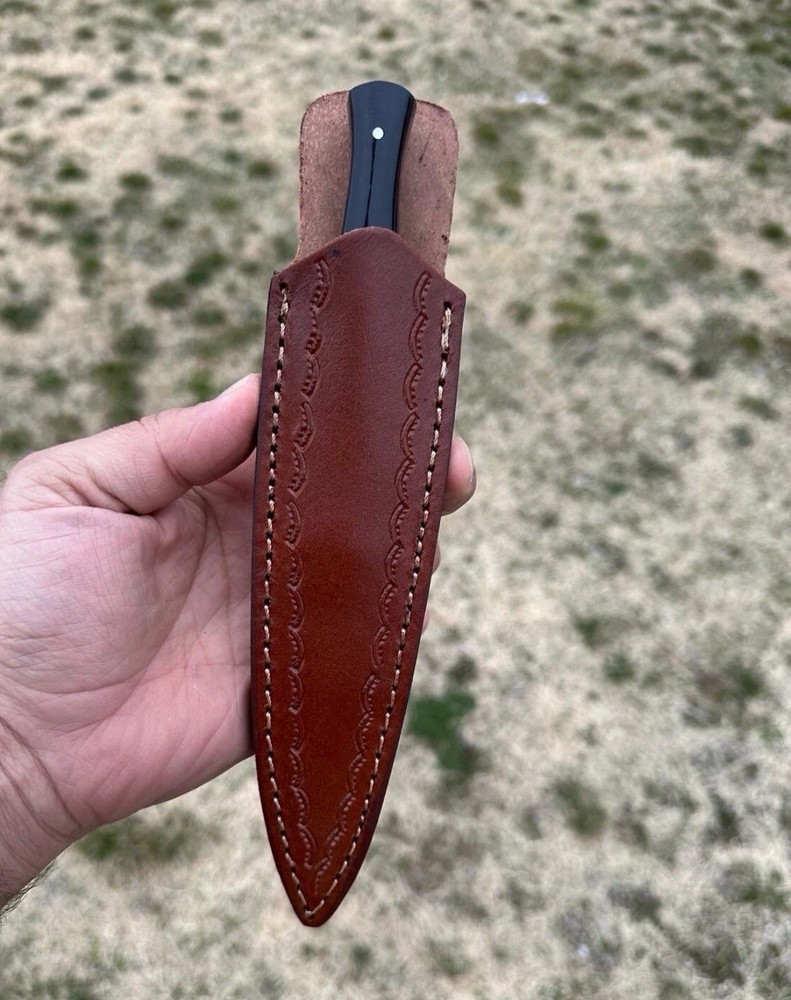 Custom Damascus double edged dagger boot knife Fixed Blade Needle Point Throwing