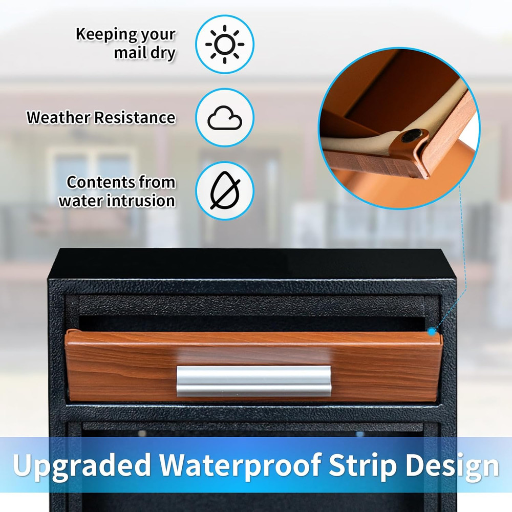 Vintage Wall-Mount Mailbox with Lock - Secure, Large Capacity Design