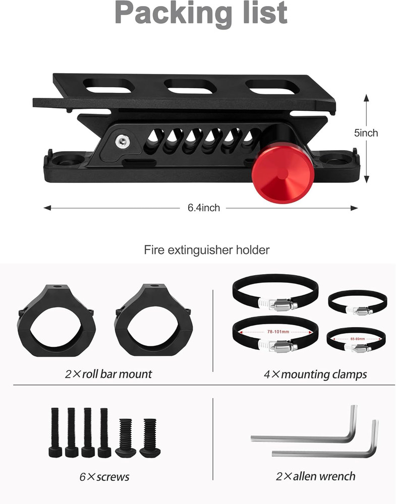 Quick Release UTV Fire Extinguisher Mount Kits, Adjustable Roll Bar Fire Extingu